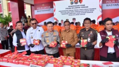 Kapolda Sulteng Bersama Gubernur Pimpin Pemusnahan Barang Bukti Narkotika Sabu 40 Kg