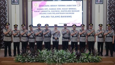 Polres Tulang Bawang Gelar Upacara Sertijab Dan Pelantikan Berikut Daftar Namanya