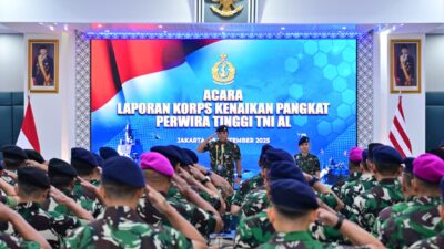 67 Perwira Tinggi TNI AL Laksanakan Laporan Korps Kenaikan Pangkat