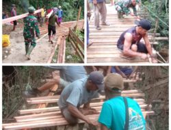 Kodim 1209/Bengkayang Gotong Royong Perbaiki Jembatan: Wujud Nyata Kemanunggalan TNI dan Rakyat