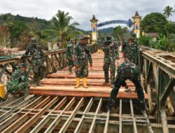 Satgas Yonzipur I/DD Kebut Pemasangan Jembatan Bailey Penghubung Tapteng–Tapsel di Garoga
